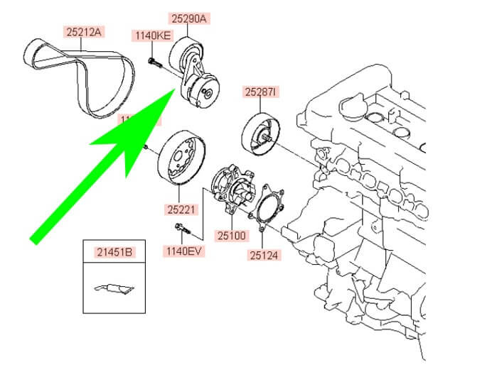 В оригинальном каталоге ролик и подшипник отсутствуют, только натяжитель в сборе
