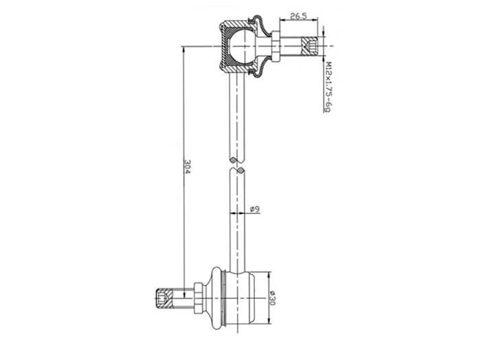 Подробные размеры стойки стабилизатора Киа Рио 3 2011-2017