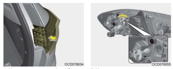 Замена лампочек в задней оптике Kia Ceed III