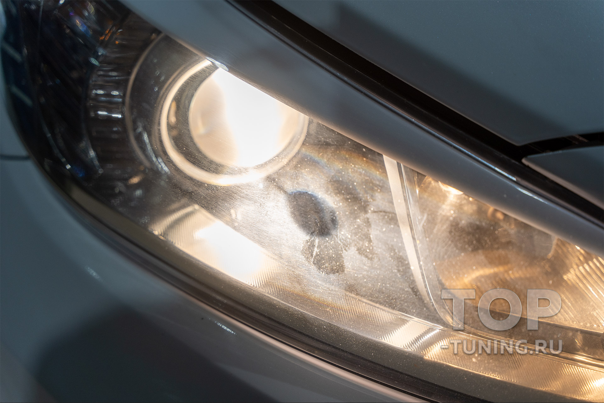 Царапины на стеклах фар. Сколы и повреждения оптики Киа Сид 2