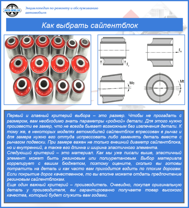 Как выбрать сайлентблок переднего рычага