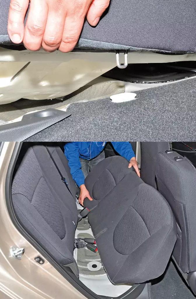 Снятие подушки заднего дивана Рио 3 и 4 2