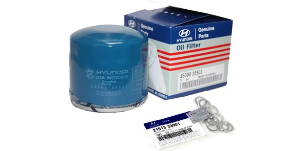 Масляный фильтр – арт. 26300-35503 и прокладка сливной пробки – арт. 21513-23001