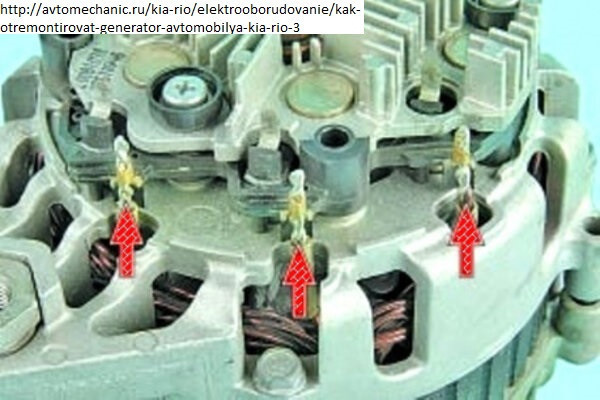отсоедините три провода от обмотки статора