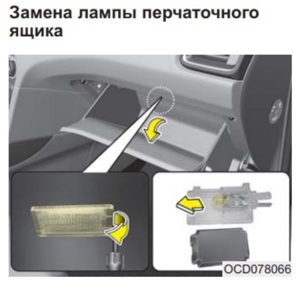 Замена лампочки в салоне